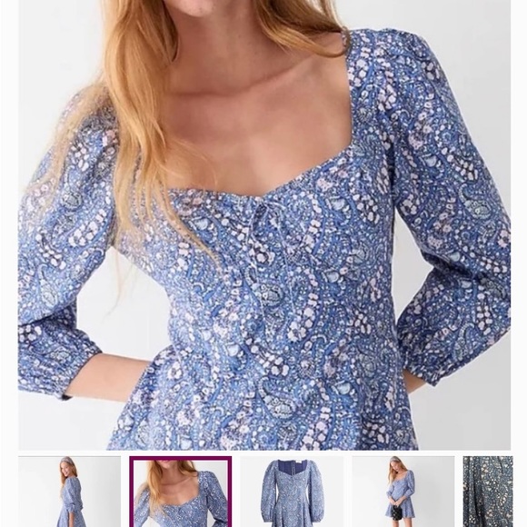 J.Crew Sweetheart long-sleeve mini dress in Liberty Bourton Bloom Floral Size 8 - Picture 3 of 8